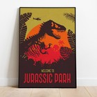 Vintage Dinosaur Park Poster - Retro Safari Monster Silhouette Wall Art Print