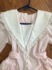 Vintage 1980s Girls Pink Striped Dress Size See Measurements