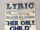 Vintage Lyric Theatre  Liverpool Poster -    her Only Child    - July 1929