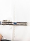 Vintage Swank Blue Baguette Rhinestone Silver Tone Tie Clip