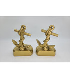 Pair Of Heavy Brass Anchor Bookends Nautical Decor 5 75 X 4  Dia 
