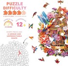 Hummingbird Garden Wood Jigsaw Puzzle Oval Shape Adults Kids Size Small Nib