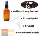 4 Pack 2 Oz Amber Small Glass Spray Bottles  Empty Spray Bottle For Hair  Plants