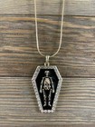 Halloween Skeleton Coffin Pendant On A Gold Chain Necklace