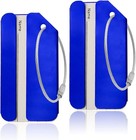 2pack Blue Aluminum Luggage Tags  Luggage Tag Holders For Travel Luggage Bagg   