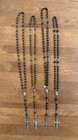 Vintage Estate Black Bead Rosary Lot Of Four - Italy