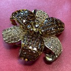 Signed Swarovski Smokey Topaz Crystal Flower  Pin   Brooch New Retired Rare New