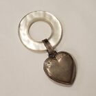 Vintage 1934 Sterling Silver Heart Baby Rattle White Teething Ring No Mono