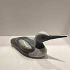 Vintage Wood Carved Loon Bird Figurine  Handpainted Made In Indonesia     