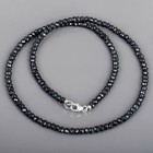Natural Black Spinel 4mm Beads 925 Sterling Silver 18  Strand Handmade Necklace