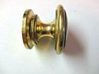 Solid Turned 1950s Polished Bright Brass Pull Knob Cabinet Door Drawer 1 Vtg Mcm