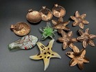 Lot Of Copper Toned Star  Round Pendants-blown Glass Starfish Pendants 