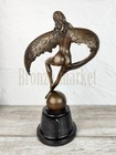 Bronze Sculpture Winged Statue Angel Sign Nude Marble Art Deco Woman Greek Rare