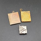 Vtg 3 Pc Lot Book Locket Pendants Lockets Pendant Fashion Jewelry Books