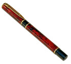 Waterman Laureat Rollerball Pen Red Marble Lacquer Gold Trim Vtg France-ex Cond
