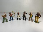 Vintage Manoil Barclay Grey Iron Lead Cowboys   Indians 3  Figures Lot Of 6 Toys