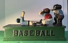 Vintage Castiron Baseball Slide In Home Plate Mechanical Bank Highly Collectible