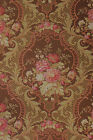 Fabric Antique French Rococo Floral Brown Ground Large Scale Pattern Cotton 1890