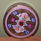 Vintage Tin With Lid-flowers  Browns  Golds-fall Color-made In England Container