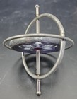 Vintage 1950   s Metal Gyroscope Red Center Spinning Top Classic 4  Tall Toy