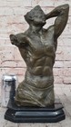 Bronze Abstract Muscular Modern Art Nude Man Marble Base Sculpture Statue Decor