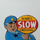 Vintage 7up School Crossing Sign  Porcelain Enamel Metal  8  X 4 