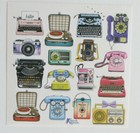 Violette Stickers - Typewriters telephones - 4x4 Square Sheet Of Stickers  k66