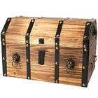 Vintiquewise Wooden Treasure Chest Trunk Vintagestyle Storage Box With Leathe   