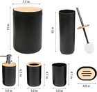 7-piece Black Bamboo Bathroom Set With Soap Dish  Toothbrush Holder  Trash Can