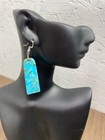 Navajo Turquoise Slab Dangle Drop Earrings  Sterling Silver Hook  wcp023249 