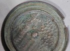Ancient Chinese Bronze Mirror Han Dynasty Relief 3 75  Archaic Verdigris Archaic