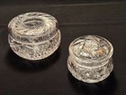American Brilliant Cut Crystal Vanity Dresser Jars  Trinket Box  Hair Receiver