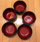 Unused Japanese Wooden Lacquerware Kikko Donburi Bowl Set Of 5 W  Original Box