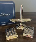 Pottery Barn Menorah Salt   Pepper Set 9 Branch Silver Hanukkah 3pc 4 5  New  