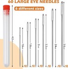 60pcs Large Eye Hand Sewing Needles Set     6 Sizes For Fabric  Leather  Diy Cra