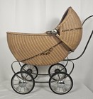 Antique Hedstrom Reclining Wicker Baby Carriage   Late 19th early 20th Century