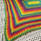 Vintage Granny Square Crochet Knit Afghan Throw Blanket Rainbow Baby Crib 57x42 