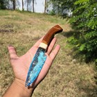 Handmade  Blue Aqua Obsidian Arrowhead With Handle Knife     Hand Knapped Stone