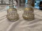 Antique Glass Liqueur Decanter Pair Gold Gilt Enamel Stopper Bottles