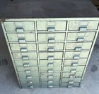 Vintage Hobart Industrial Steel Metal Parts Cabinet Machinist 27-drawer Green