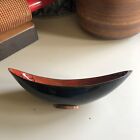 Signed Studio Enamel On Copper Small Narrow Bowl Tree Motif Am