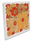 Vtg George Briard 60 s Vibrant Retro Floral Enamel Metal Tile Trivet Coaster Mcm