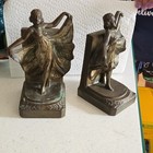Bronze Metal Women Figurine Bookends Set Of 2  Metallic Finish