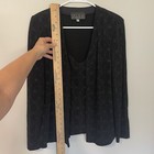 Alex Evenings Size M Black Glitter Sequin Twin Set Tank Jacket Topper Cocktail