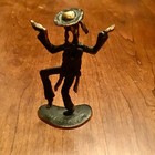 Vintage Handmade Brass Figure Dancing Hasidic Jewish Man Jerusalem