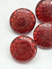 Antique Vintage Lot Of 6 Red Reverse Molded Transparent Glass Buttons  a-bc11 