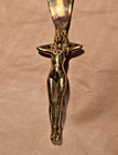 Vintage Solid Brass Shoehorn Bootjack Female Form Nude Shiny Rare