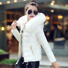 Winter Women Down Cotton Warm Jacket Slim Short Fur Collar Hooded Coat Parka Xl