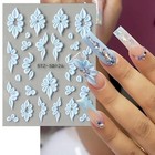 3 Sheets Embossed Flower Nail Stickers For Nail Art - 6 - Nail Art Stickers