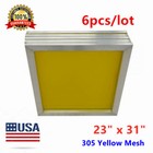 6pcs pack 23  X 31  Aluminum Silk Screen Frame Screens - 305 Yellow Mesh Count